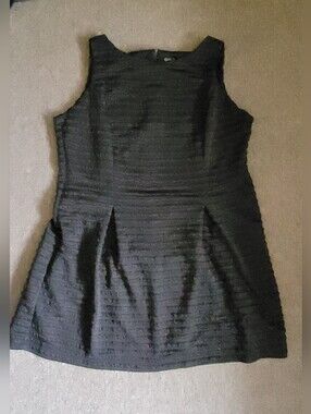 NWOT Women's Size 20W Black with Copper Glitter Specks Ribbed Pleated Mini Dress